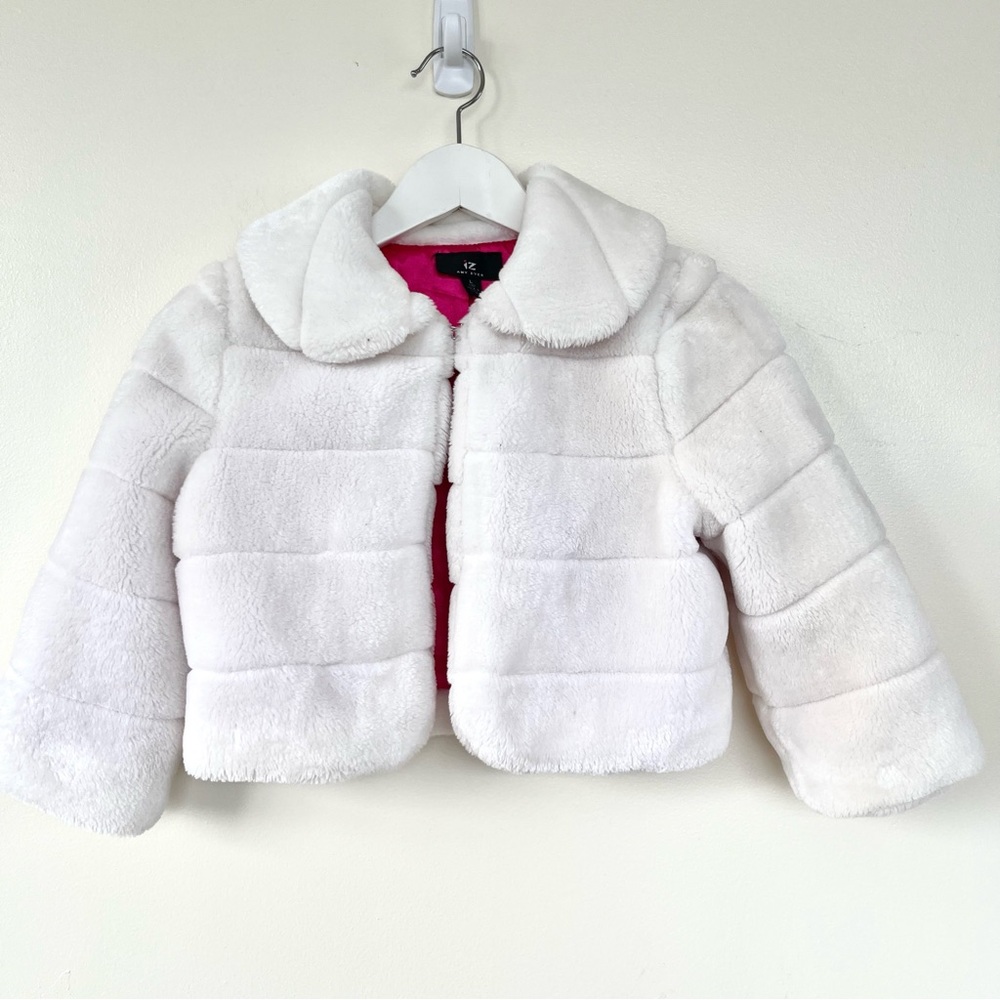 IZ Amy Byer Girl's Cropped White Puffy Sherpa Mini Jacket
